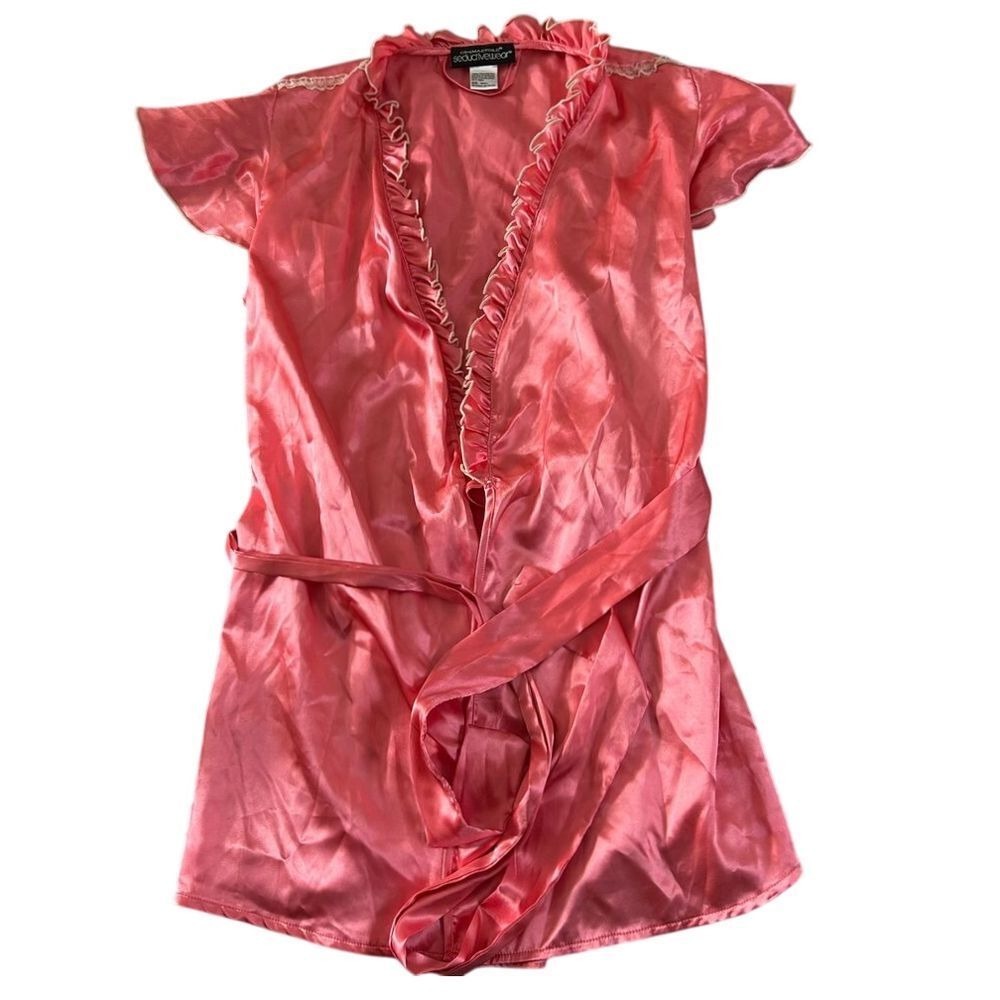 Cinema Etoile Seductivewear Robe Womens Size Small Pink Short Sleeve Pajamas
